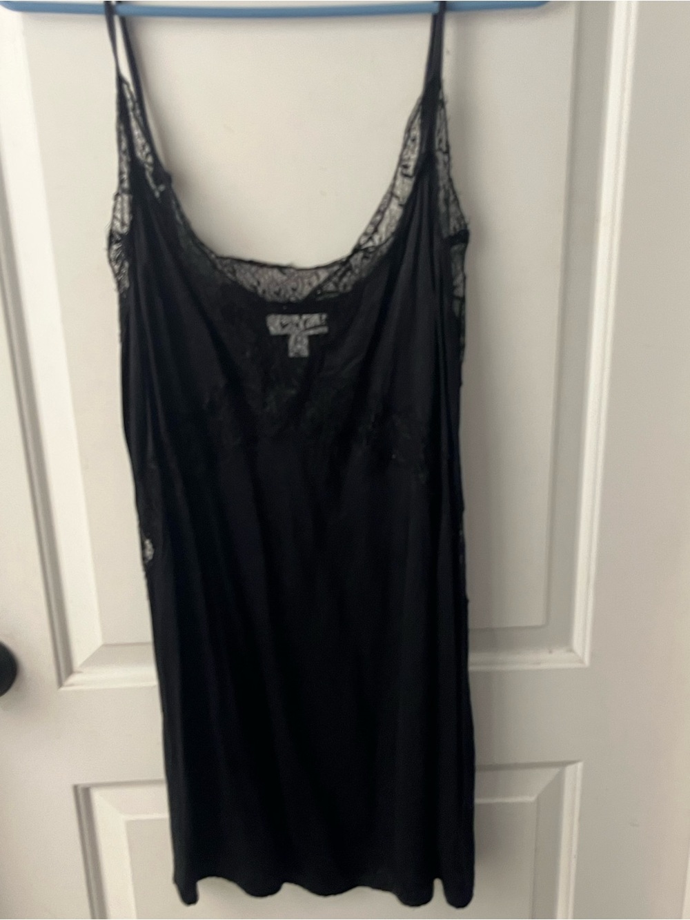 Topshop Black Lace-Trim Slip Dress